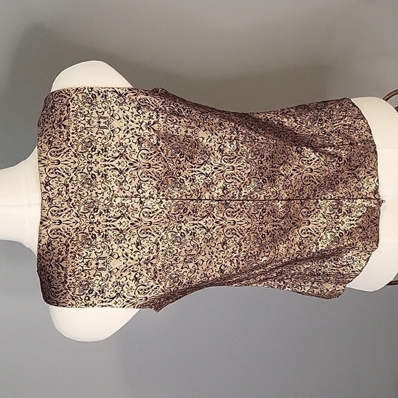 AGB Sleeveless Back Zip Gold & Brown Top - Size 12 - Picture 3 of 11